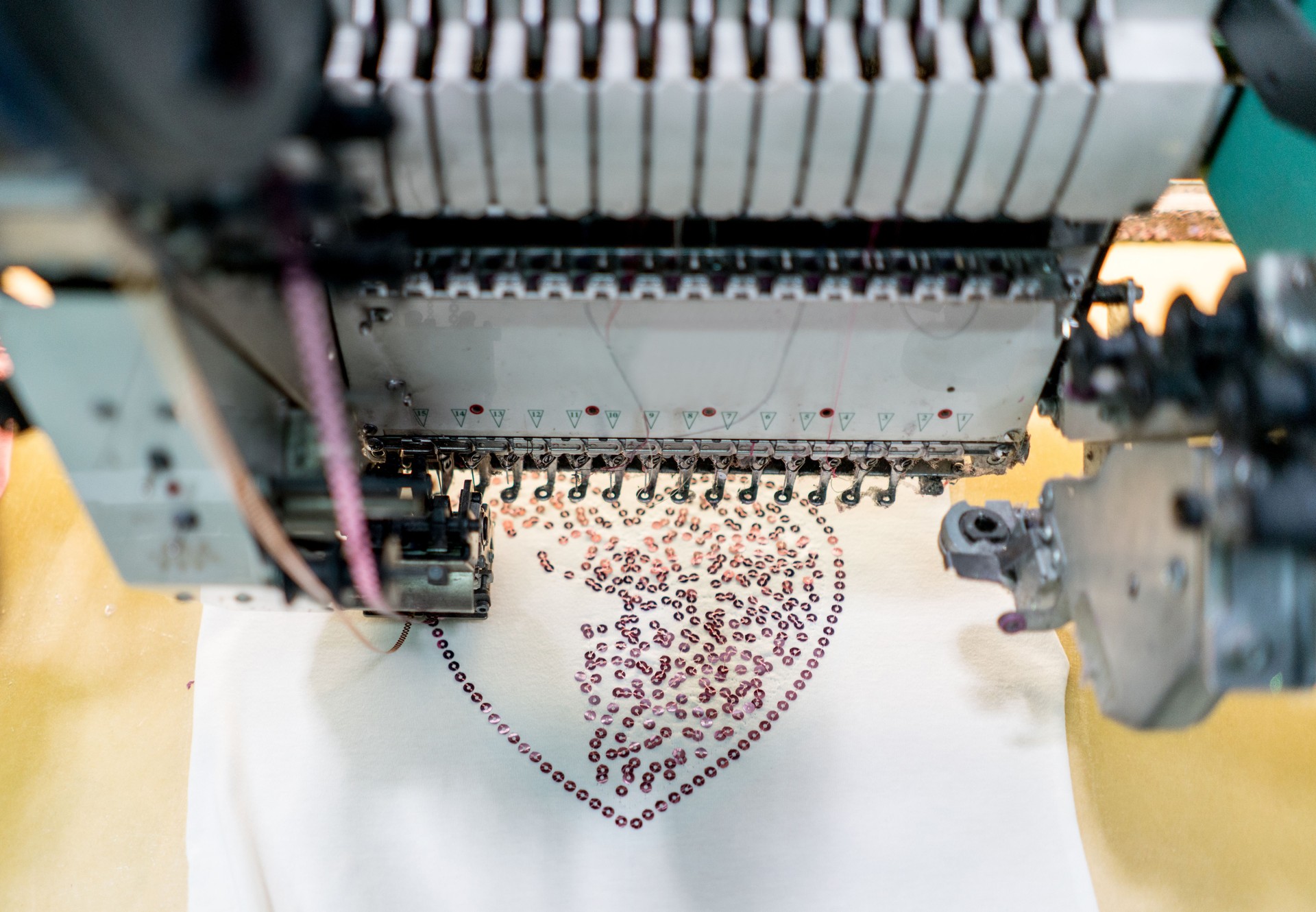 Embroidery machine at a clothing factory