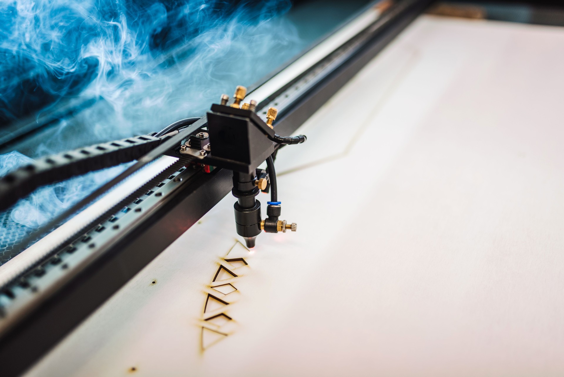 Plywood Laser Cutting Machine close up.